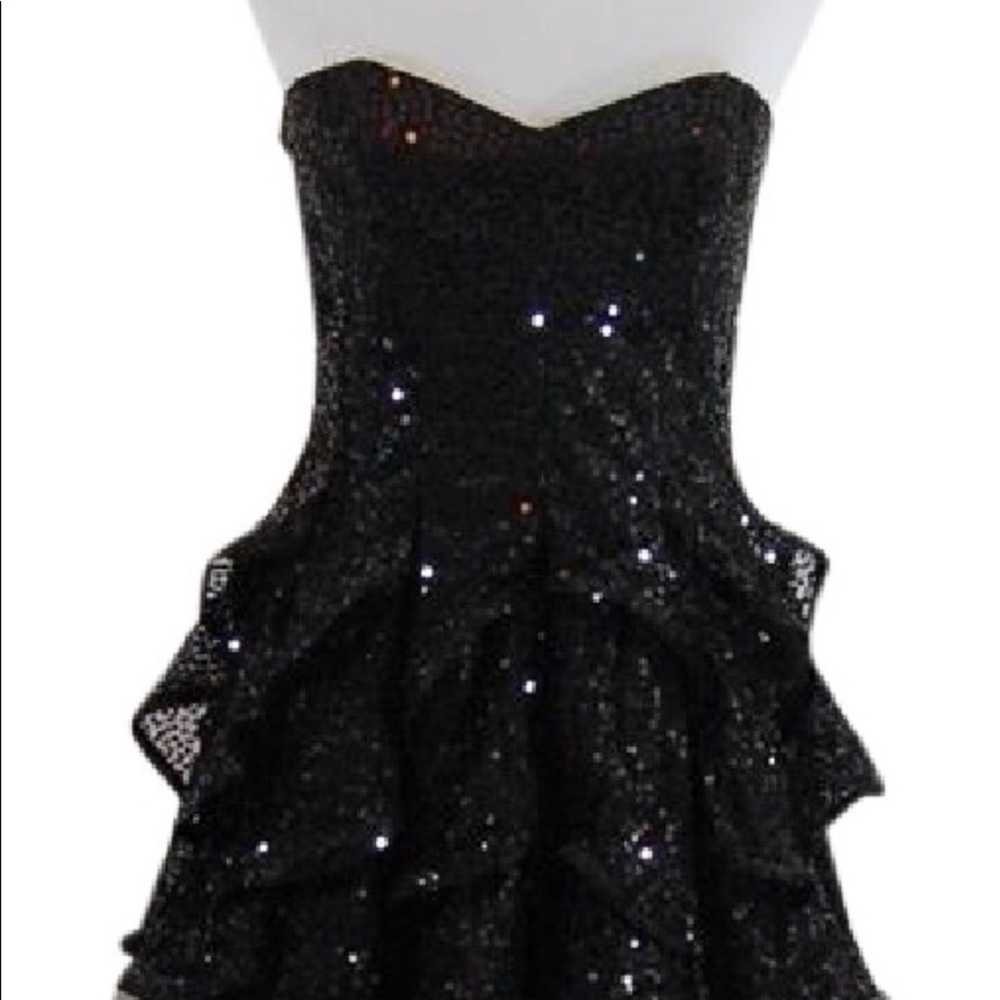 PROM season! Betsy Johnson Strapless Sequined Ruffle Dress